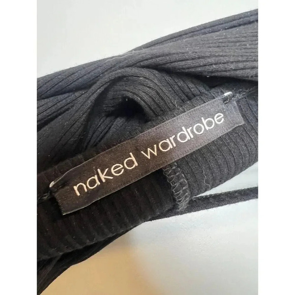 Naked wardrobe black ribbed sweater tank midi dress high neck size SMALL - Picture 4 of 6
